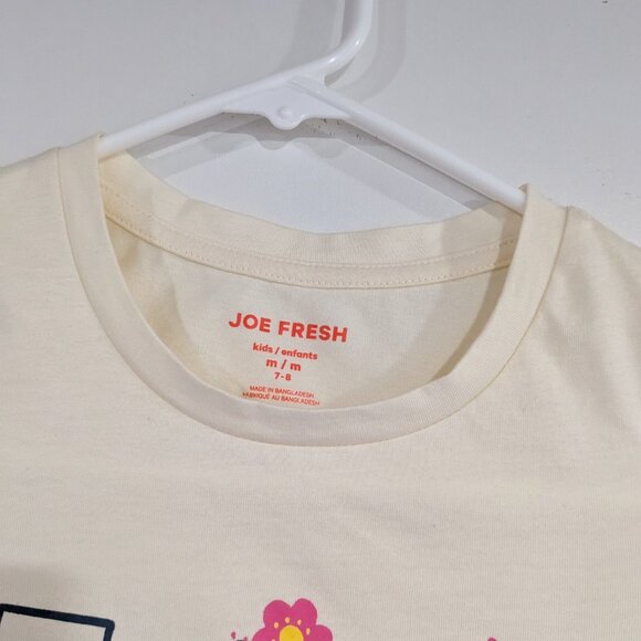 *3/$10* Joe Fresh "Kind" Flower Print Tee Cream Size Medium Size 8 - Picture 2 of 4